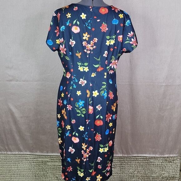 TAHARI Blue Floral Dress 16‎ - Picture 6 of 9